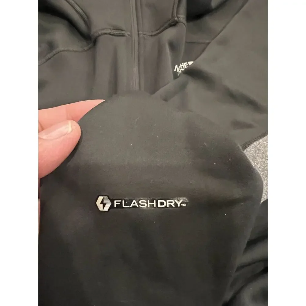 The North Face Mens Black Gray Fleece Pullover 1/4 Zip Flash Dry Long Sleeve M